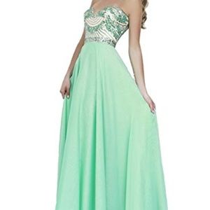Strapless Light Green Sherri Hill Gown